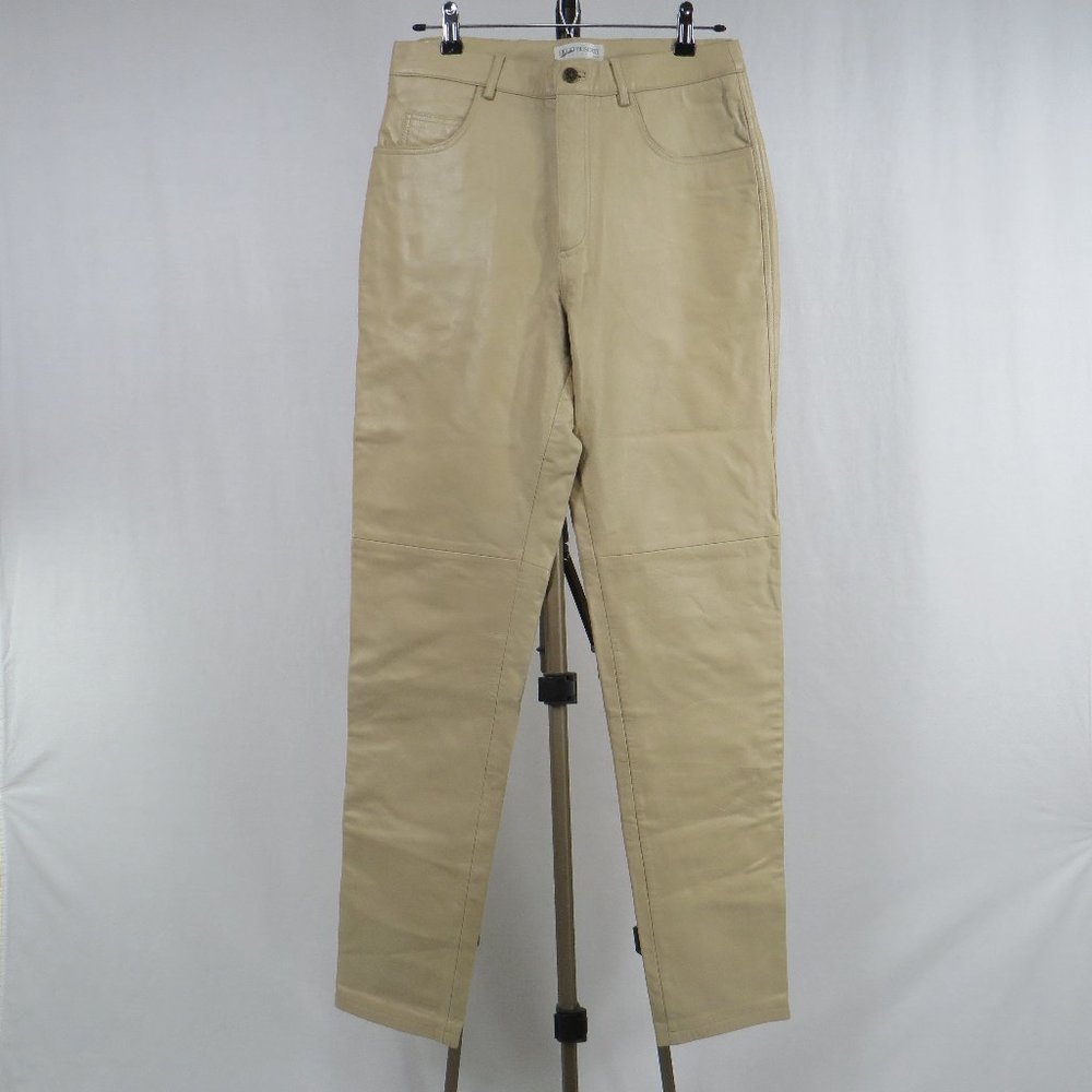 Hugo Buscati Cream Leather Pants